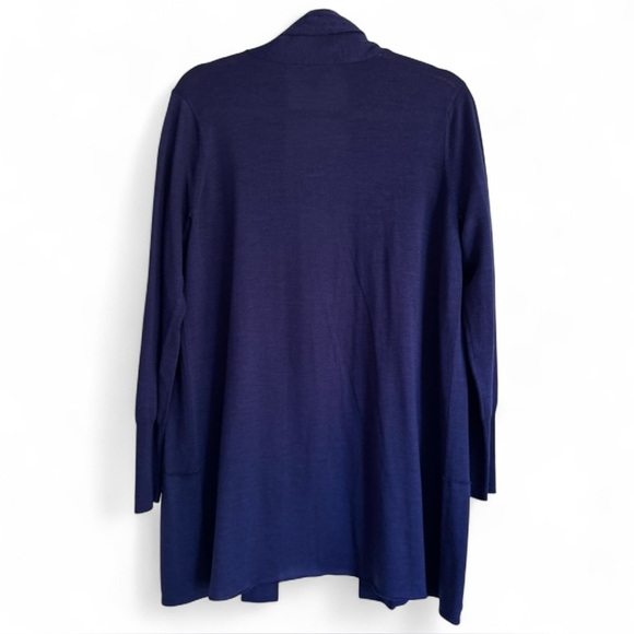 NWT Eileen Fisher Sapphire Blue Merino Wool Open Front Long Cardigan Medium - Picture 6 of 10